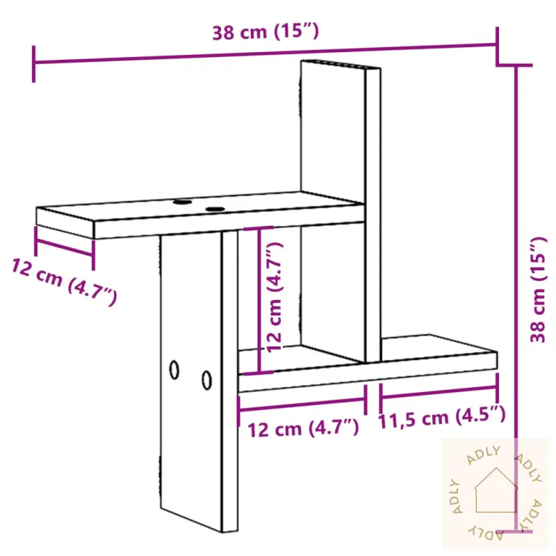 Vegghyller 2 Stk Røkt Eik 38X12X38 Cm Konstruert Tre