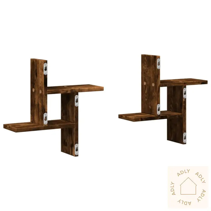 Vegghyller 2 Stk Røkt Eik 38X12X38 Cm Konstruert Tre