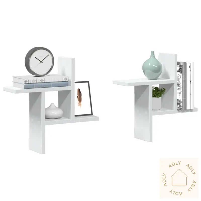 Vegghyller 2 Stk Hvit 38X12X38 Cm Konstruert Tre
