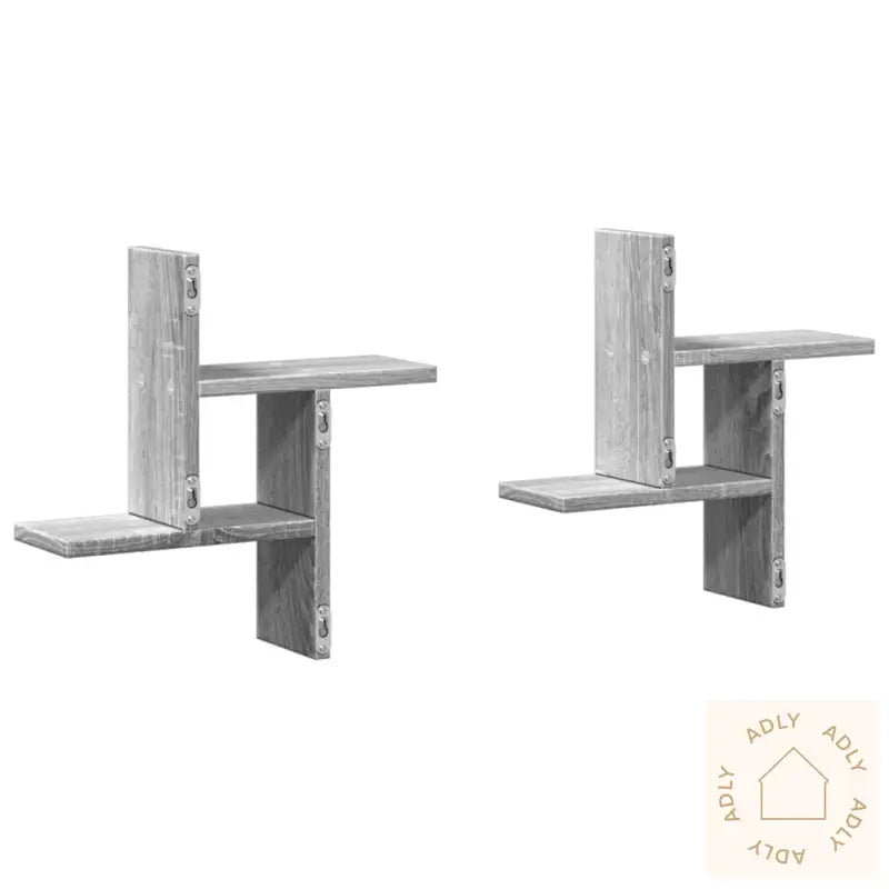 Vegghyller 2 Stk Grå Sonoma 38X12X38 Cm Konstruert Tre