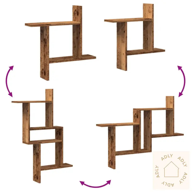 Vegghyller 2 Stk Gammelt Tre 50X12X50 Cm Konstruert Tre