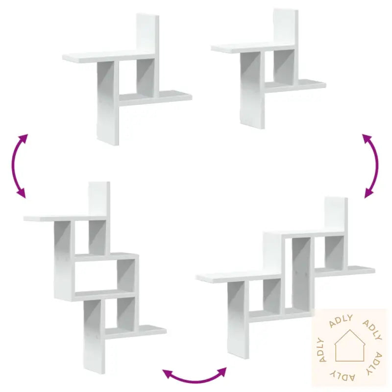 Vegghyller 2 Stk Hvit 38X12X38 Cm Konstruert Tre