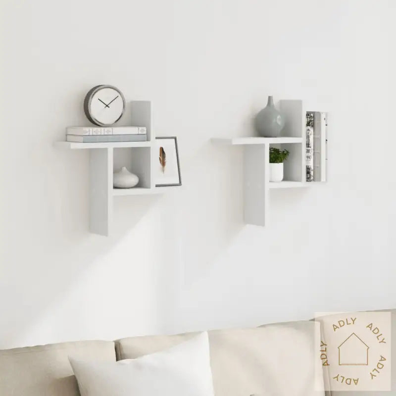 Vegghyller 2 Stk Hvit 38X12X38 Cm Konstruert Tre