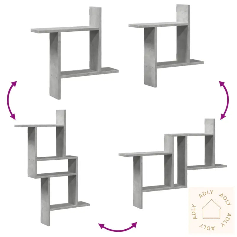 Vegghyller 2 Stk Betonggrå 50X12X50 Cm Konstruert Tre