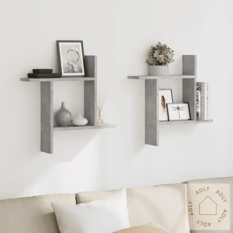Vegghyller 2 Stk Betonggrå 50X12X50 Cm Konstruert Tre