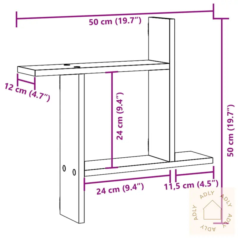 Vegghyller 2 Stk Betonggrå 50X12X50 Cm Konstruert Tre