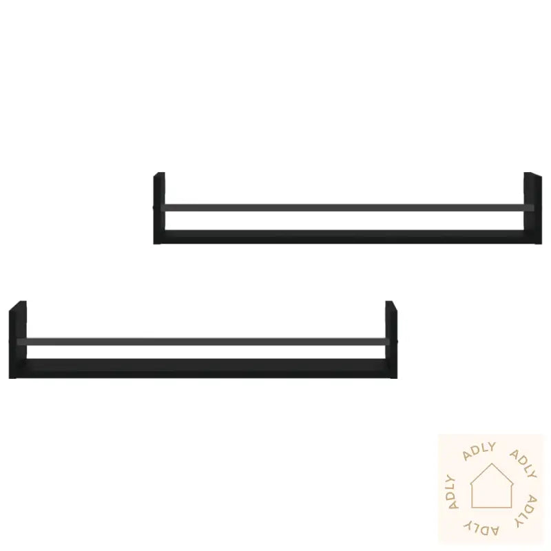 Vegghyller Med Stenger 2 Stk Svart 80X16X14 Cm