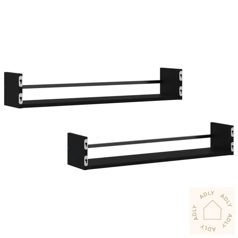 Vegghyller Med Stenger 2 Stk Svart 80X16X14 Cm