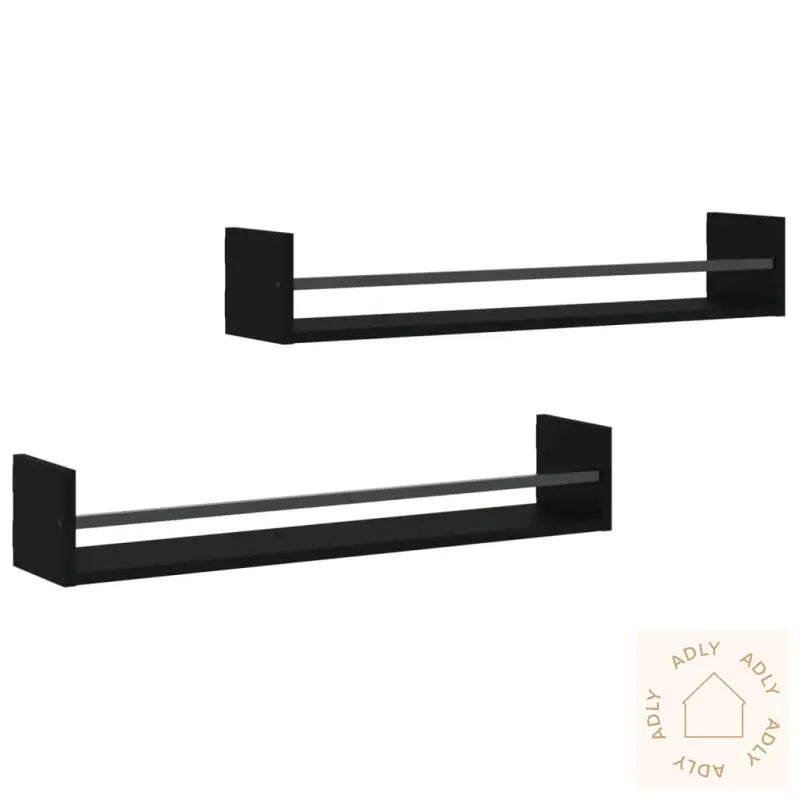 Vegghyller Med Stenger 2 Stk Svart 80X16X14 Cm