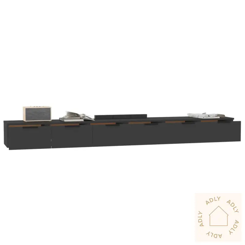 Veggskap 2 Stk Svart 102X30X20 Cm Konstruert Tre