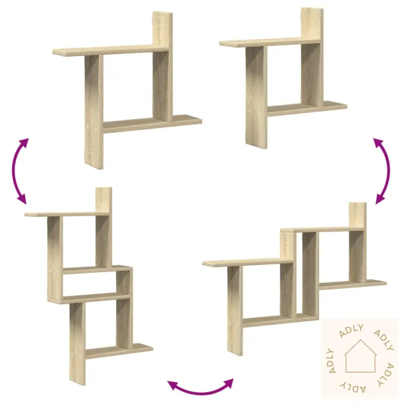 Vegghyller 2 Stk Sonoma Eik 50X12X50 Cm Konstruert Tre