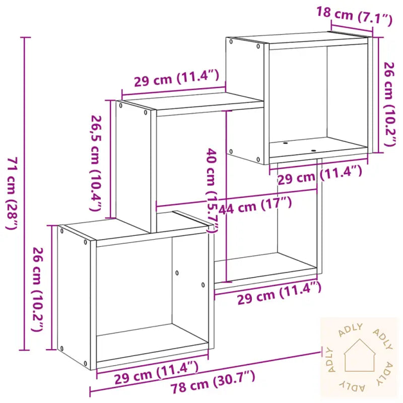 Veggskap 78X18X71 Cm Sonoma Eik Konstruert Tre