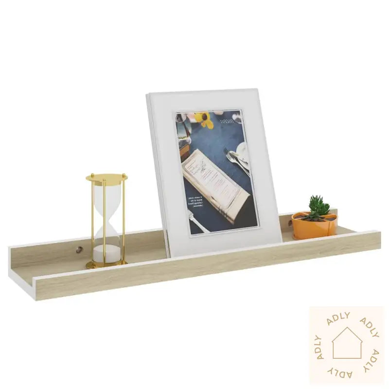 Vegghyller 4 Stk Hvit Og Sonoma Eik 40X9X3 Cm