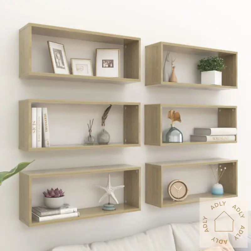 Vegghyller Kubeformet 6Stk Sonoma Eik 60X15X23Cm Konstruert Tre