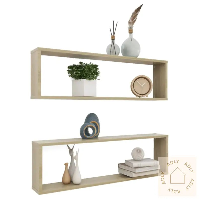 Vegghyller Kube 2 Stk Sonoma Eik 100X15X30 Cm Konstruert Tre