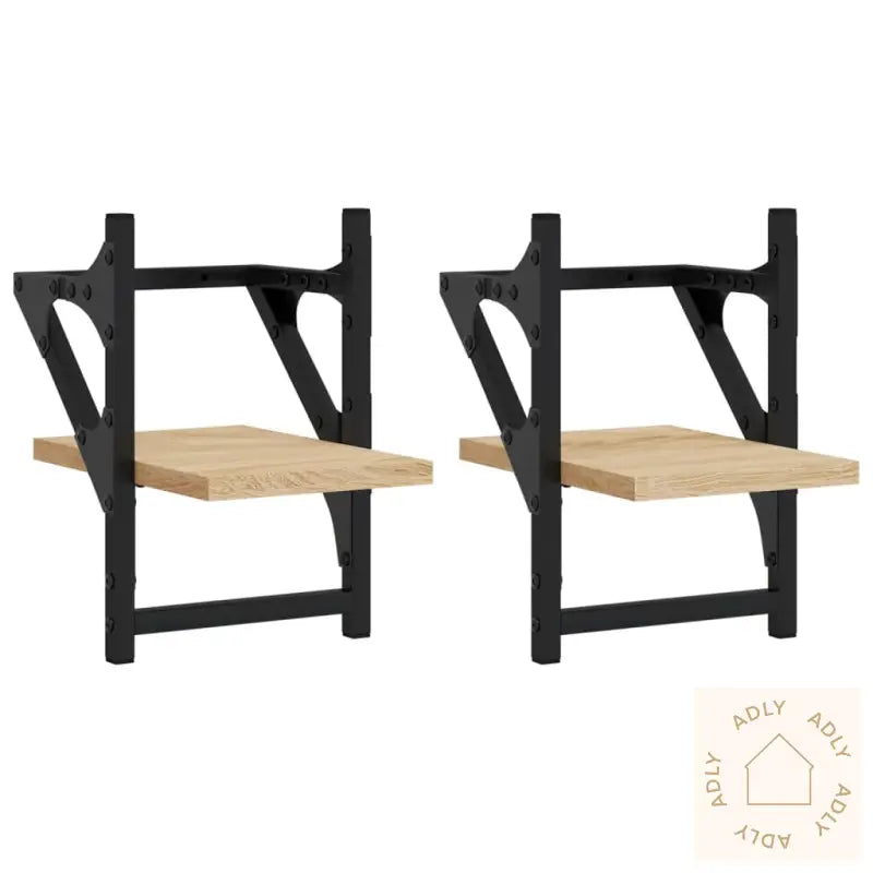 Vegghyller Med Stenger 2 Stk Sonoma Eik 20X25X30 Cm