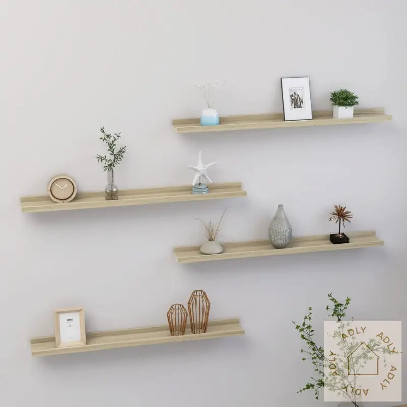 Vegghyller 4 Stk Sonoma Eik 80X9X3 Cm
