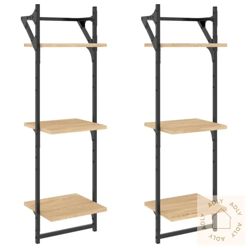Vegghyller Med Stenger 2 Stk Sonoma Eik 30X25X100 Cm