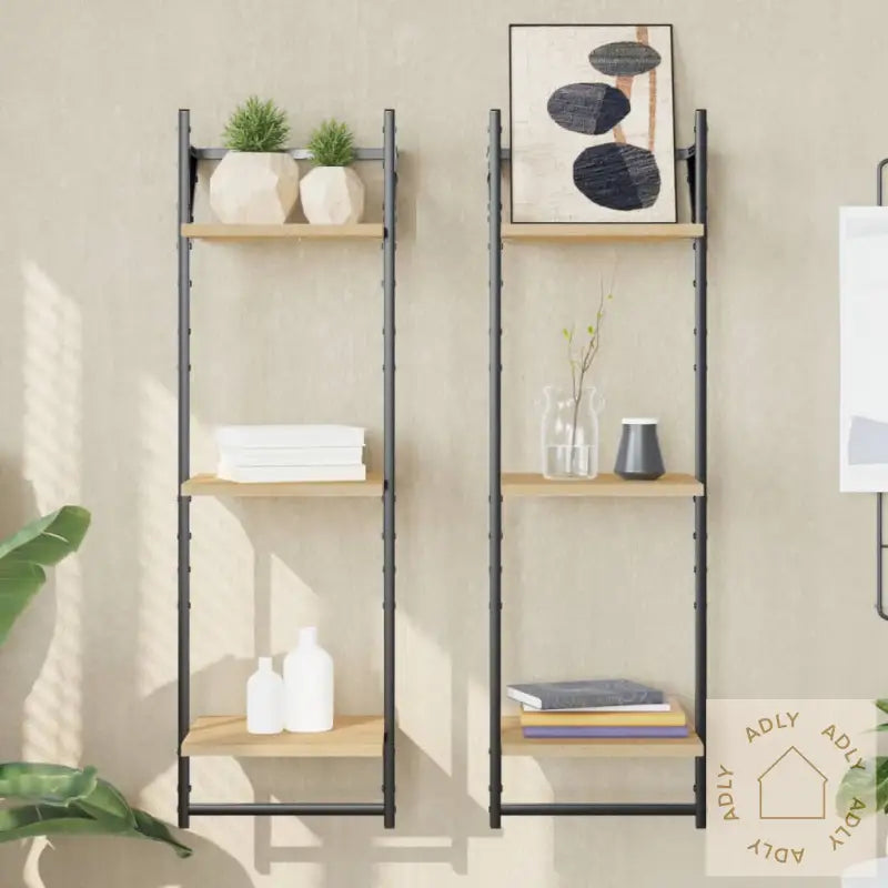 Vegghyller Med Stenger 2 Stk Sonoma Eik 30X25X100 Cm