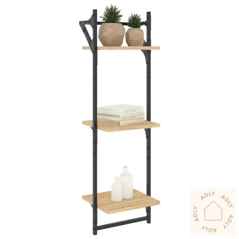 Vegghyller Med Stenger 2 Stk Sonoma Eik 30X25X100 Cm