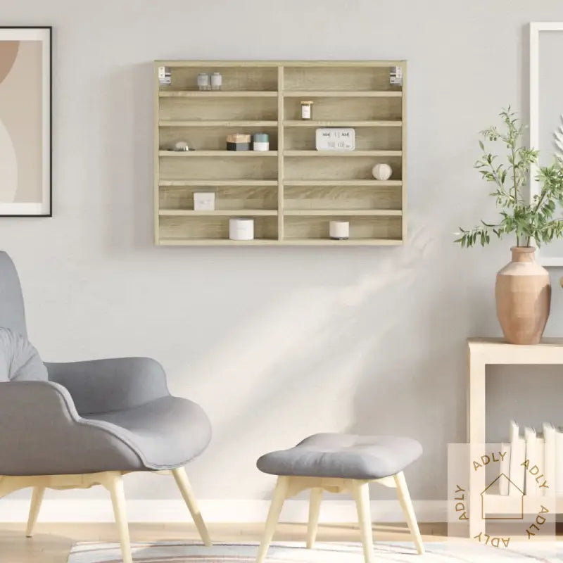 Hyller Sonoma Eik 80X8,5X58 Cm Konstruert Tre