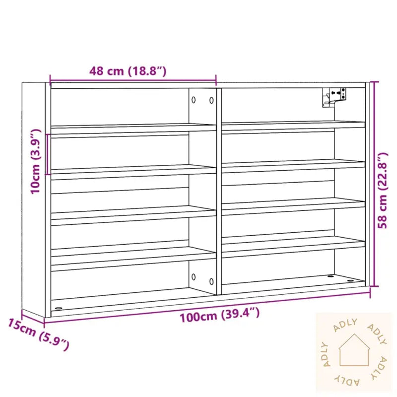Vitrineskap Sonoma Eik 100X15X58 Cm Konstruert Tre