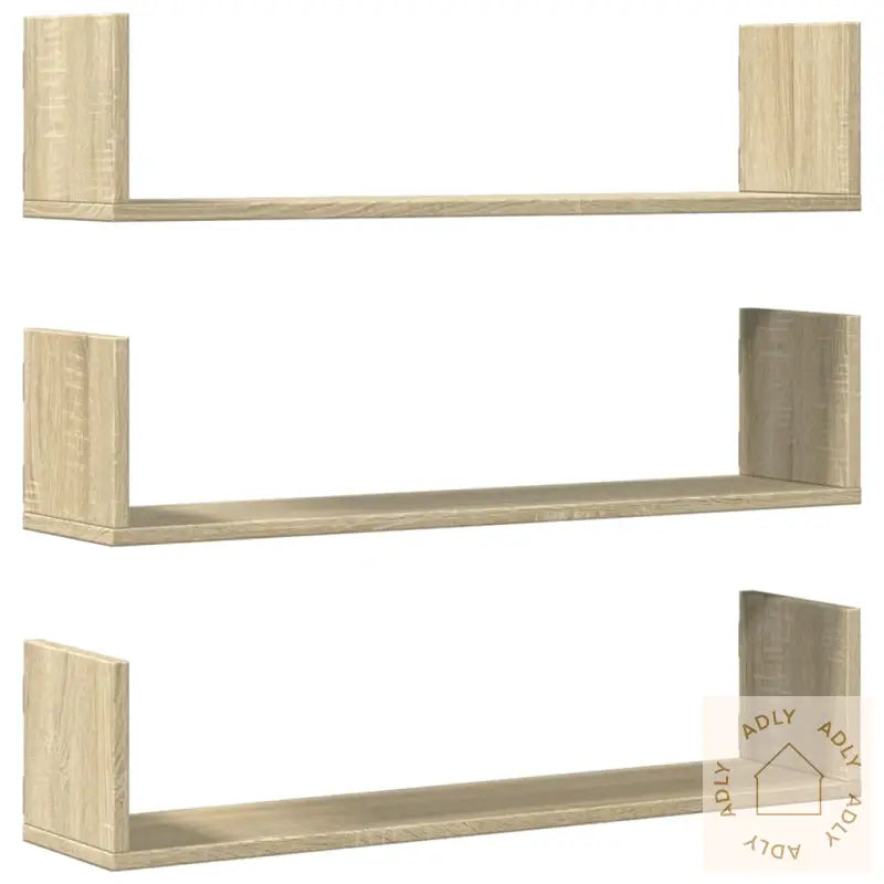 Vegghyller 3 Stk Sonoma Eik 80X18X18 Cm Sponplate