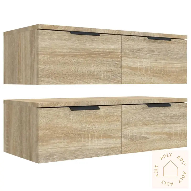 Veggskap 2 Stk Sonoma Eik 68X30X20 Cm Konstruert Tre