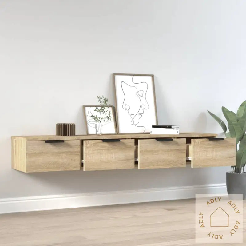 Veggskap 2 Stk Sonoma Eik 68X30X20 Cm Konstruert Tre