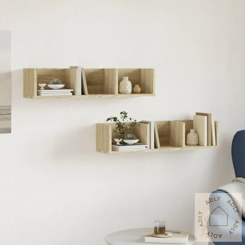 Veggskap 2 Stk Sonoma Eik 75X18X16,5 Cm Konstruert Tre