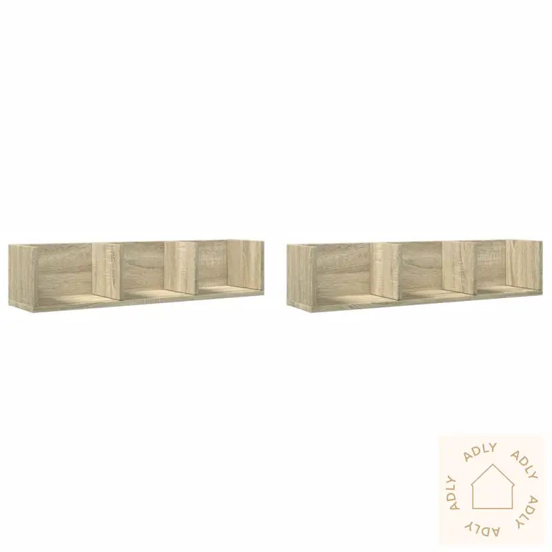 Veggskap 2 Stk Sonoma Eik 75X18X16,5 Cm Konstruert Tre