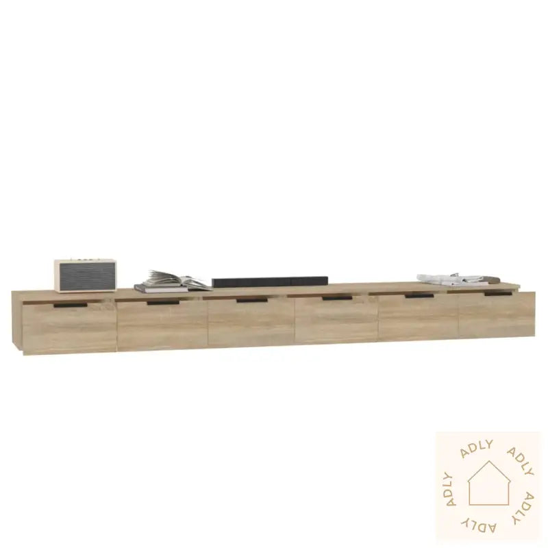 Veggskap 2 Stk Sonoma Eik 102X30X20 Cm Konstruert Tre