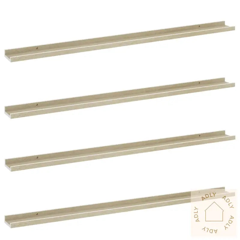 Vegghyller 4 Stk Hvit Og Sonoma Eik 115X9X3 Cm