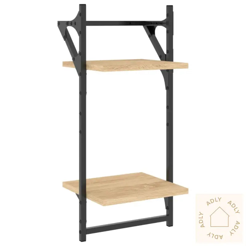Vegghyller Med 2 Hyller Stenger 2 Stk Sonoma Eik 30X25X65 Cm