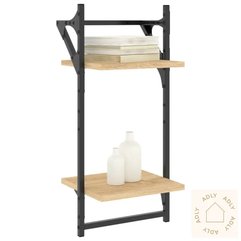 Vegghyller Med 2 Hyller Stenger 2 Stk Sonoma Eik 30X25X65 Cm