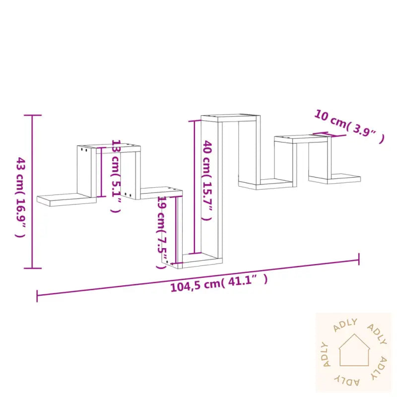 Vegghylle Sonoma Eik 104,5X10X43 Cm Konstruert Tre