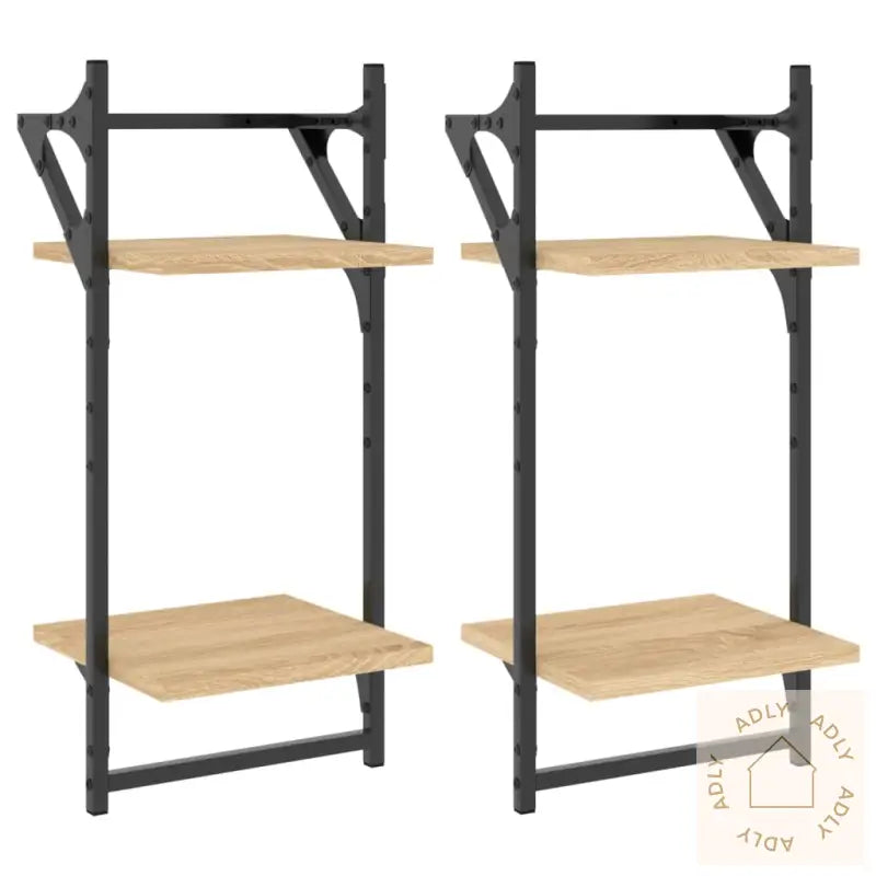 Vegghyller Med 2 Hyller Stenger 2 Stk Sonoma Eik 30X25X65 Cm
