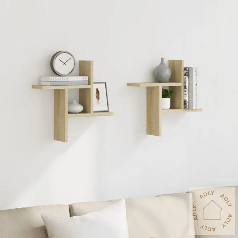 Vegghyller 2 Stk Sonoma Eik 38X12X38 Cm Sponplate