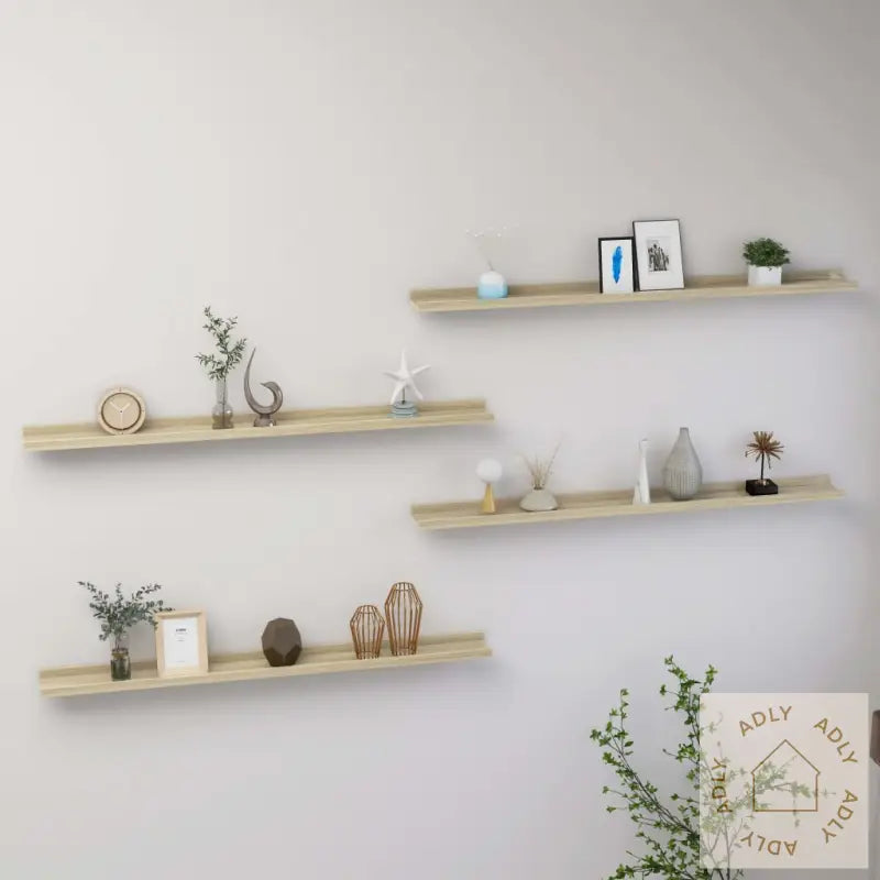 Vegghyller 4 Stk Sonoma Eik 100X9X3 Cm