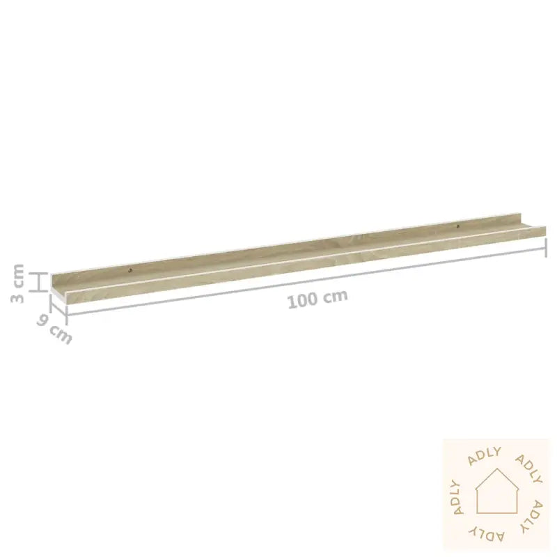 Vegghyller 4 Stk Hvit Og Sonoma Eik 100X9X3 Cm