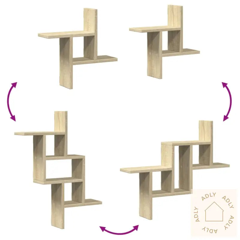 Vegghyller 2 Stk Sonoma Eik 38X12X38 Cm Sponplate