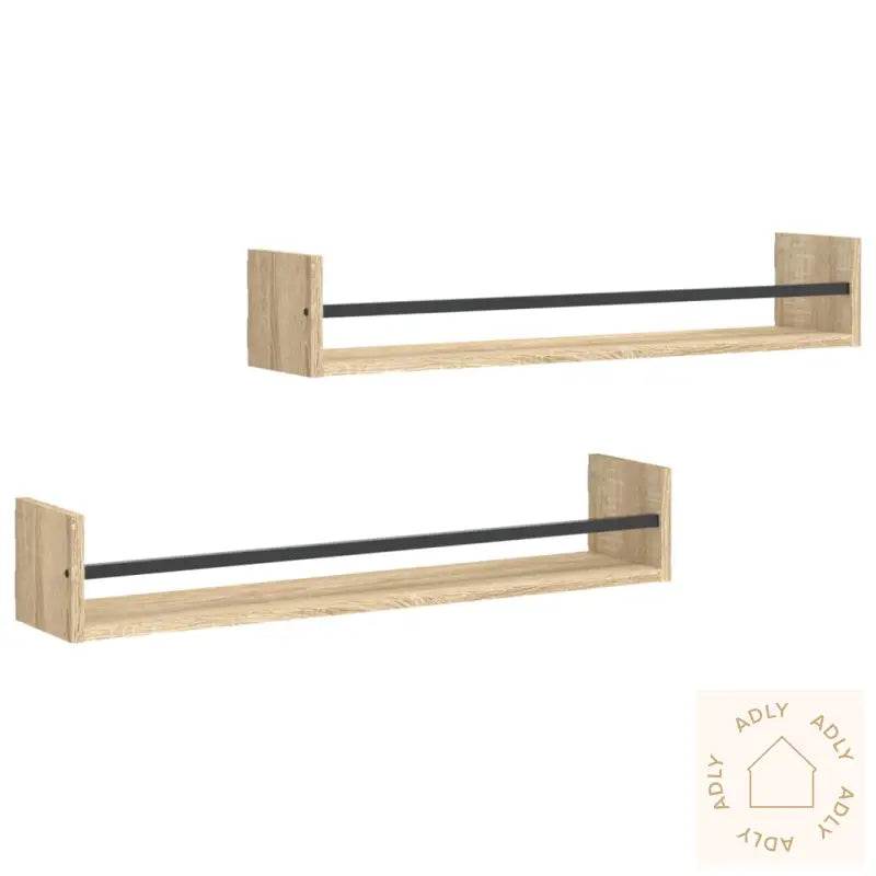 Vegghyller Med Stenger 2 Stk Sonoma Eik 80X16X14 Cm