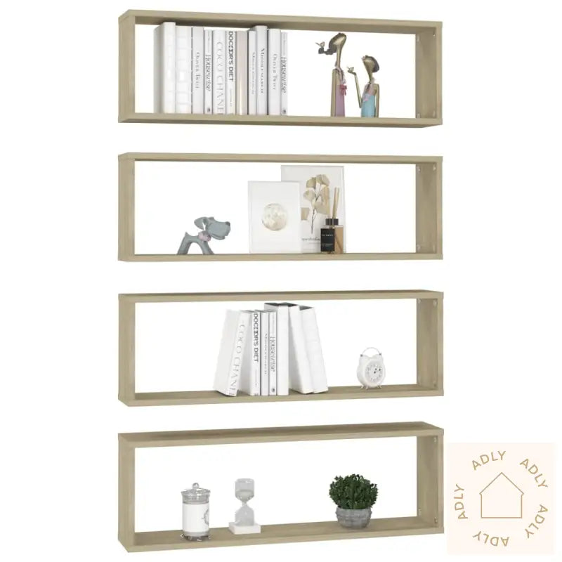 Vegghyller Kube 4 Stk Sonoma Eik 80X15X26,5 Cm Konstruert Tre