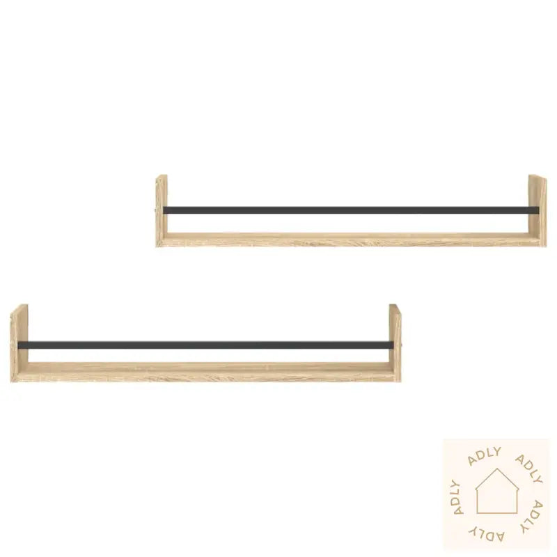 Vegghyller Med Stenger 2 Stk Sonoma Eik 80X16X14 Cm