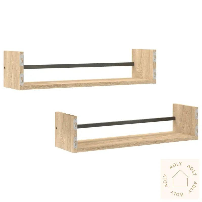 Vegghyller Med Stenger 2 Stk Sonoma Eik 60X16X14 Cm