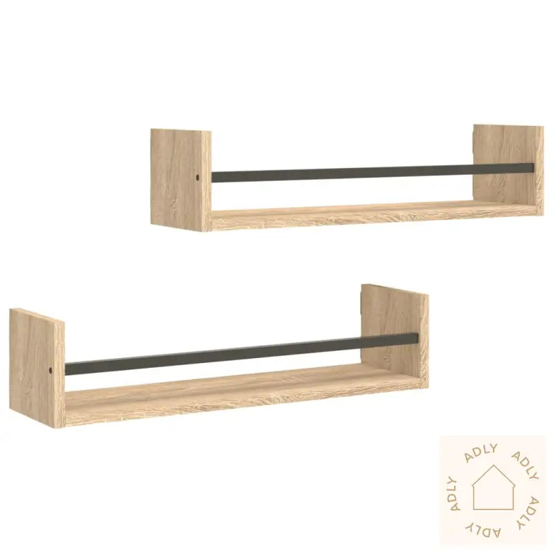 Vegghyller Med Stenger 2 Stk Sonoma Eik 60X16X14 Cm