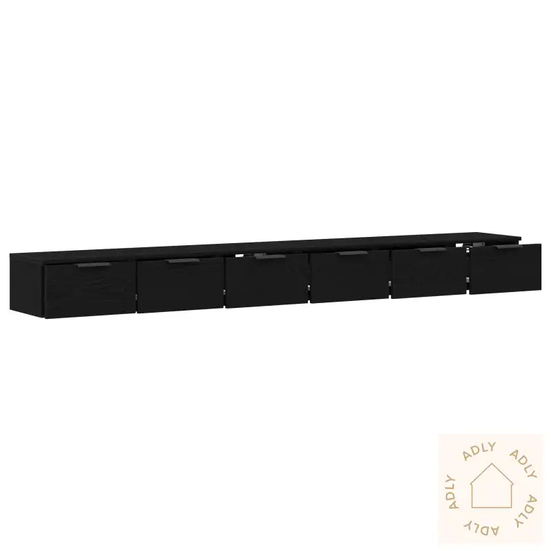 Veggskap 2 Stk Svart Eik 102X30X20 Cm Konstruert Tre