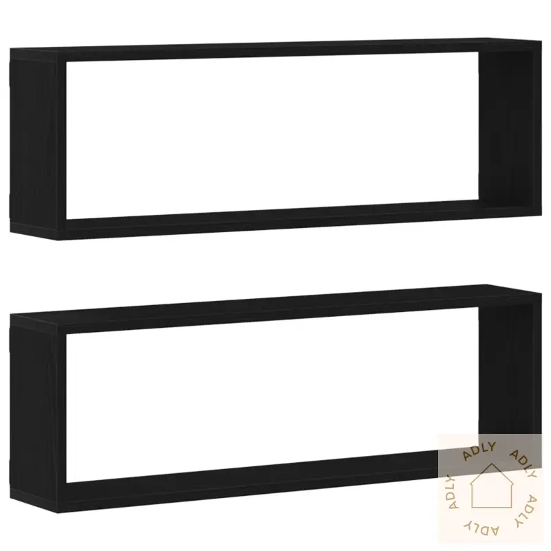 Vegghyller - Sett Med 2, Svart Eik, 80X15X26 Cm, Laget Av Konstruert Tre