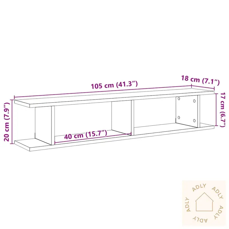 Vegghyller 2 Stk Svart Eik 105X18X20 Cm Konstruert Tre