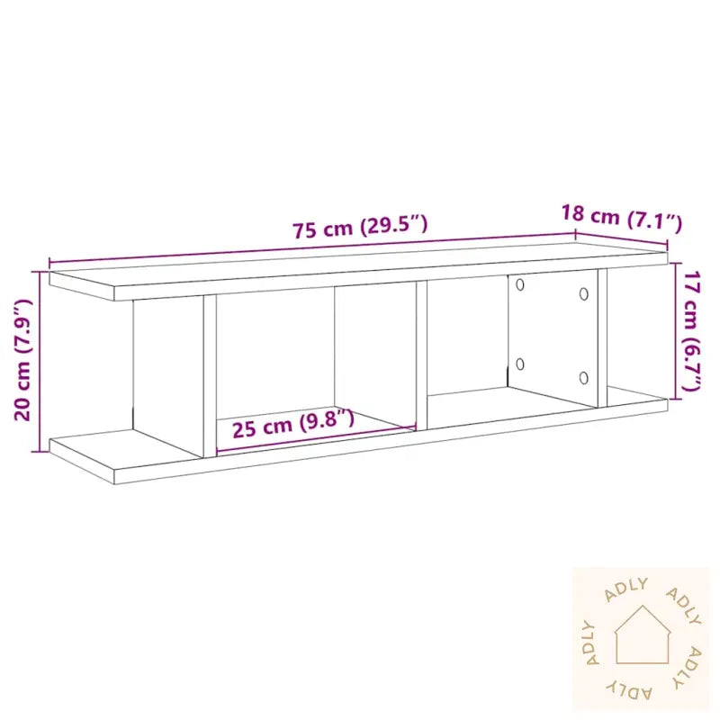 Vegghyller 2 Stk Svart Eik 75X18X20 Cm Konstruert Tre